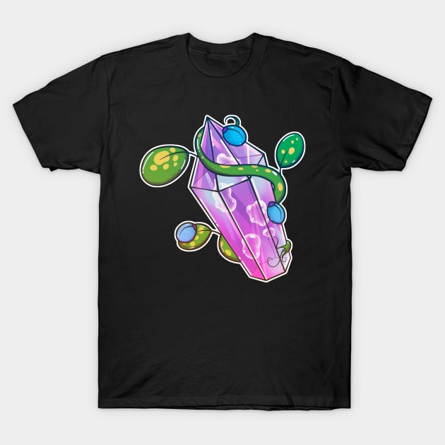 A magical purple crystal with a sprouted plant in it T-Shirt by 2dsandy